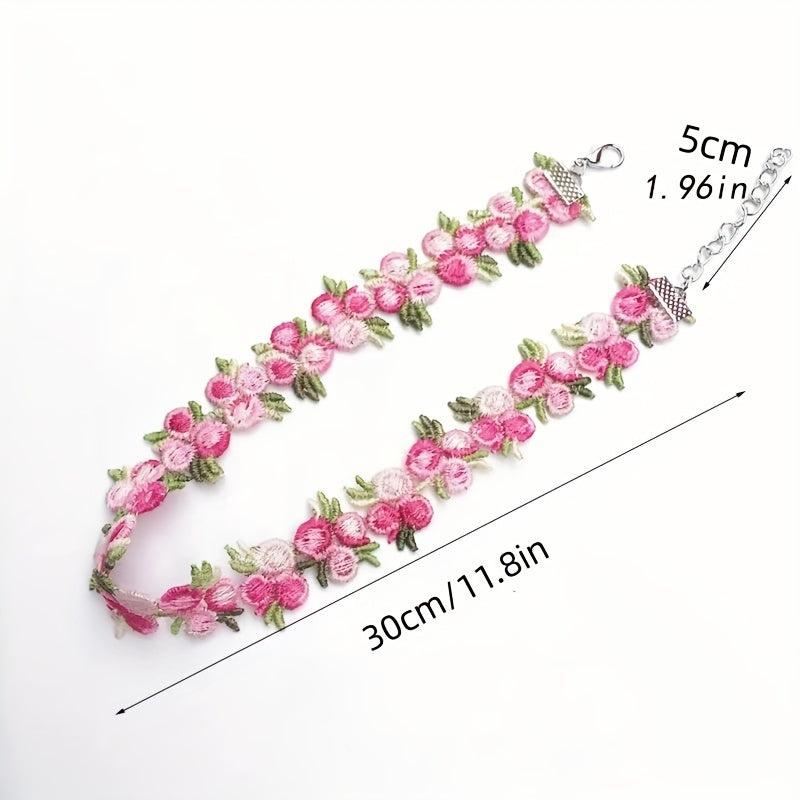 2pcs Floral Choker Necklace Clavicle Chain for Women