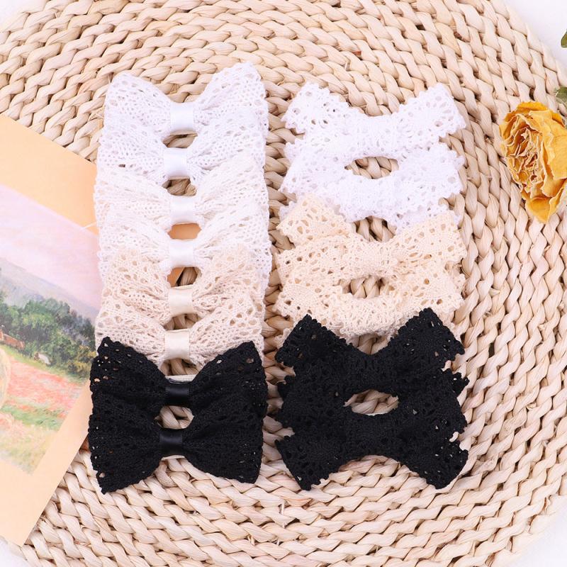 Hollow Knitted Bow Hair Clip Duck Billed Clip for Side Hair Bang
