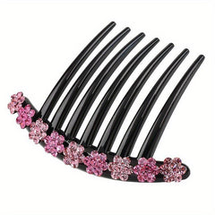 Vintage Rhinestone Flower Hair Comb Pin