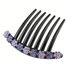 Vintage Rhinestone Flower Hair Comb Pin