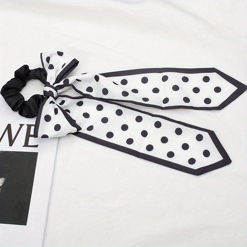 Polka Dot Silky Scarf Scrunchies Houndstooth Hair Tie