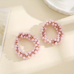 2PCS Pearl Hair Tie Flower Rope Bracelet Keychain