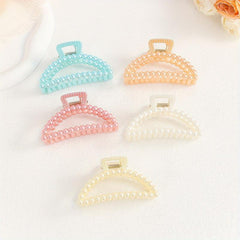 5pcs Beaded Hair Claw Clip Jelly Nonslip Ponytail Holder Shark Claw