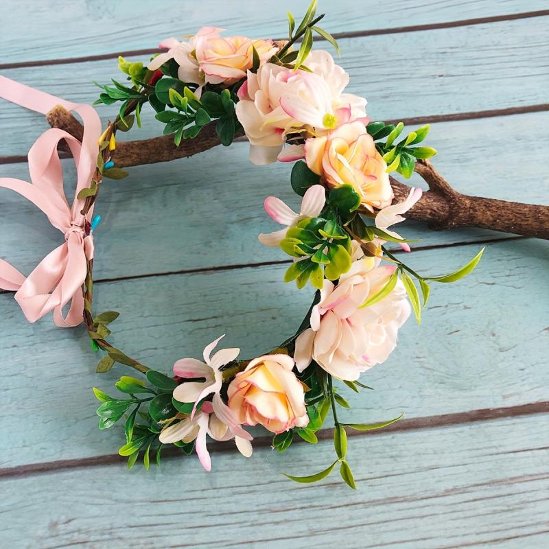 Boho Flower Wreath Headband for Women Travel Beach Party
