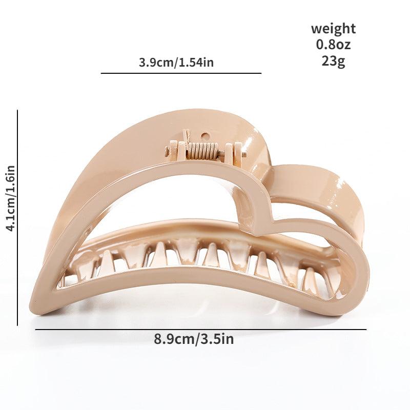 Glossy Plastic Hollow Heart Shape Hair Claw Large Shark Claw Hair Accessories