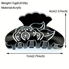 Acrylic Flower Hair Claw Clips Rhinestone Ponytail Holder Women Girls Hair Clip