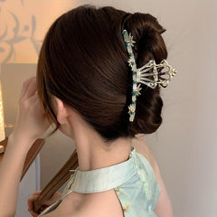 Rhinestone Crown Hair Claw Metal Hair Claw Nonslip Ponytail Holder