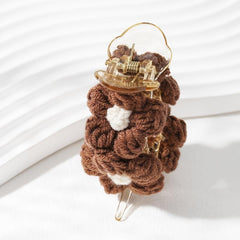 Knitted Flower Hair Clip Duck Bill Style