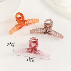 3pcs Beaded Hair Claw Gradient Hair Claw Nonslip Ponytail Holder