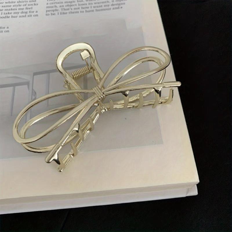 Alloy Ribbon Bow Hair Claw Metal Hair Claw Style Nonslip Ponytail Holder