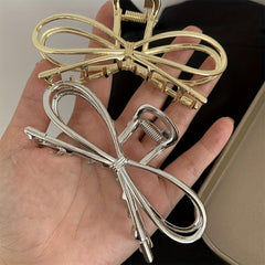 Alloy Ribbon Bow Hair Claw Metal Hair Claw Style Nonslip Ponytail Holder