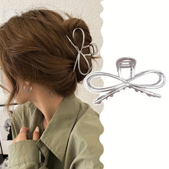 Alloy Ribbon Bow Hair Claw Metal Hair Claw Style Nonslip Ponytail Holder