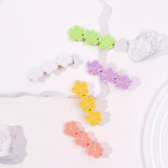 5pcs Candy Flower Hair Clip Duck Billed Clip For Hair Bang Braids