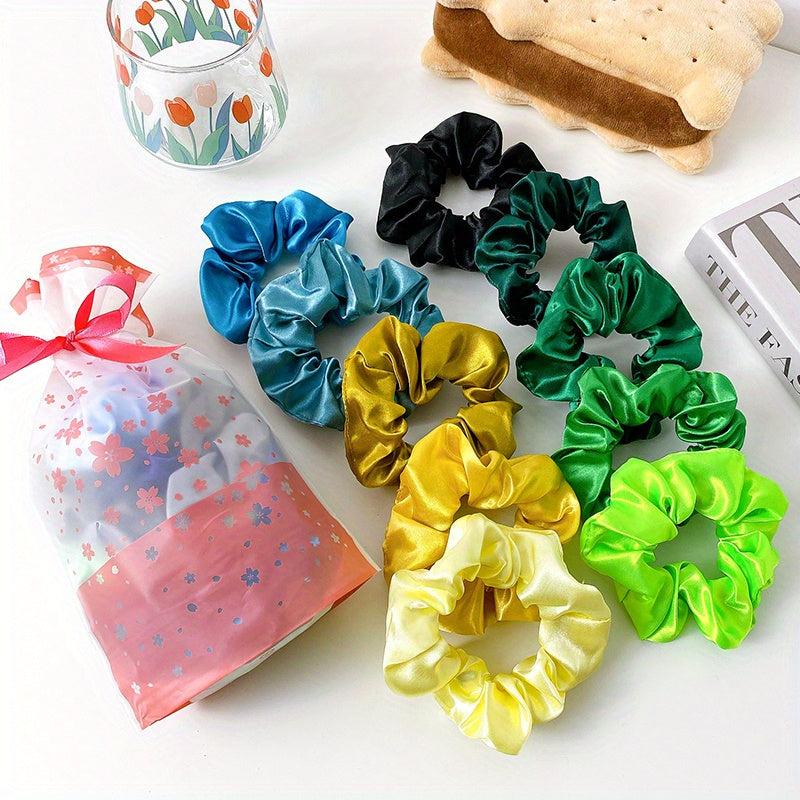 10PCS High Elasticity Hair Ties Solid Color Scrunchies for Women