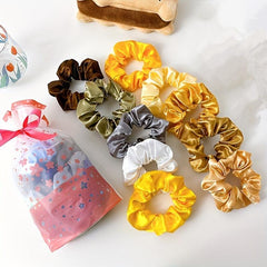 10PCS High Elasticity Hair Ties Solid Color Scrunchies for Women