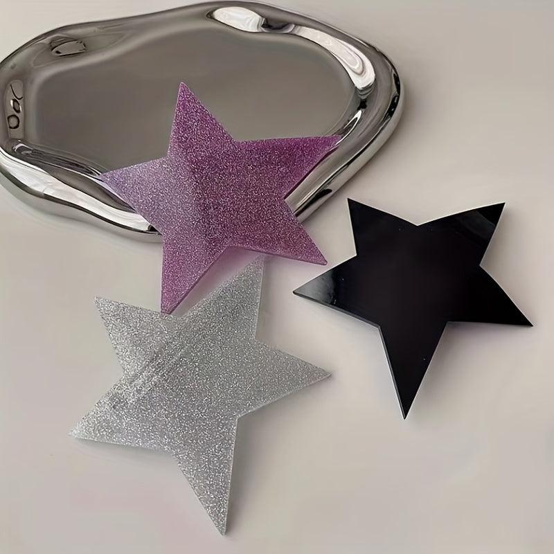Y2K Star Glitter Hair Clip Barrette for Girls Acrylic Ponytail Holder
