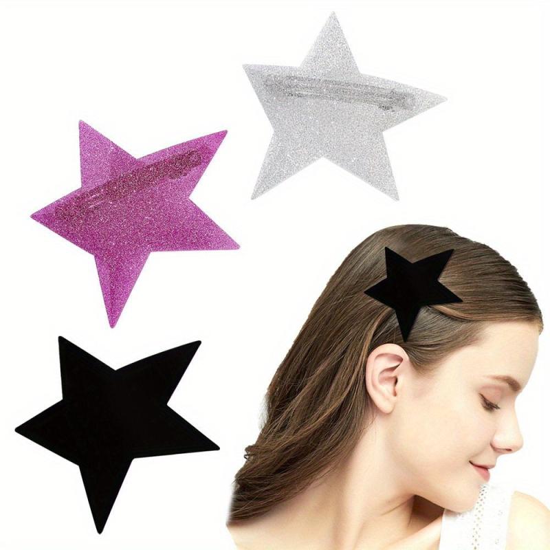 Y2K Star Glitter Hair Clip Barrette for Girls Acrylic Ponytail Holder