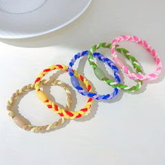 5pcs Rainbow Hair Tie Bracelet Braided Hair Rope Ponytail Holder Women Girls