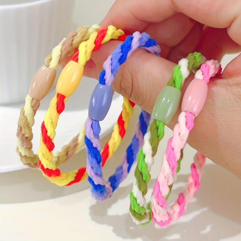 5pcs Rainbow Hair Tie Bracelet Braided Hair Rope Ponytail Holder Women Girls