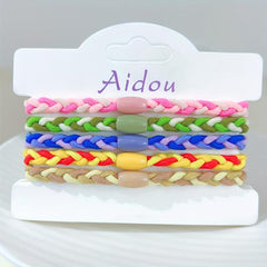 5pcs Rainbow Hair Tie Bracelet Braided Hair Rope Ponytail Holder Women Girls