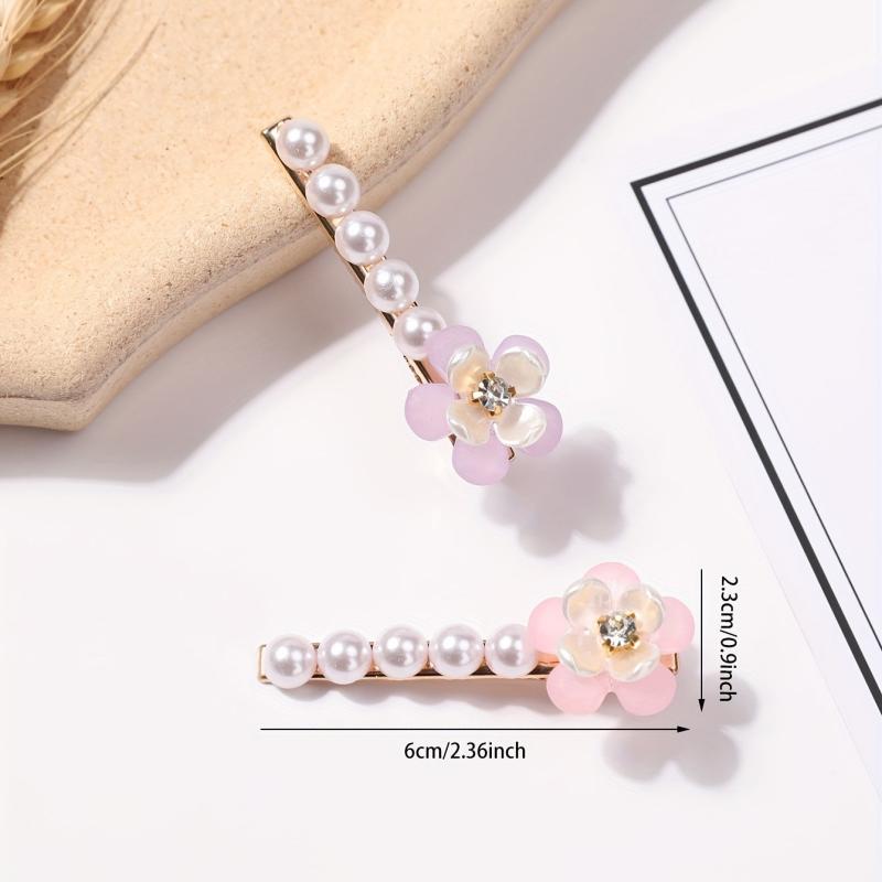 Faux Pearl Flower Hair Clip Non Slip Side Hair Accessories