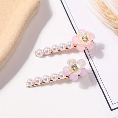 Faux Pearl Flower Hair Clip Non Slip Side Hair Accessories