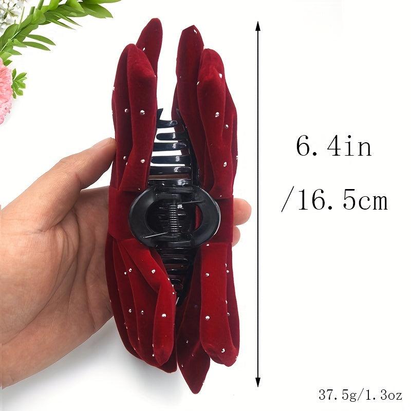 Velvet Bowknot Large Hair Claw Ponytail Holder Shark Claw Hair Accessories