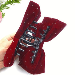 Velvet Bowknot Large Hair Claw Ponytail Holder Shark Claw Hair Accessories
