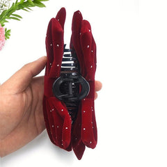 Velvet Bowknot Large Hair Claw Ponytail Holder Shark Claw Hair Accessories
