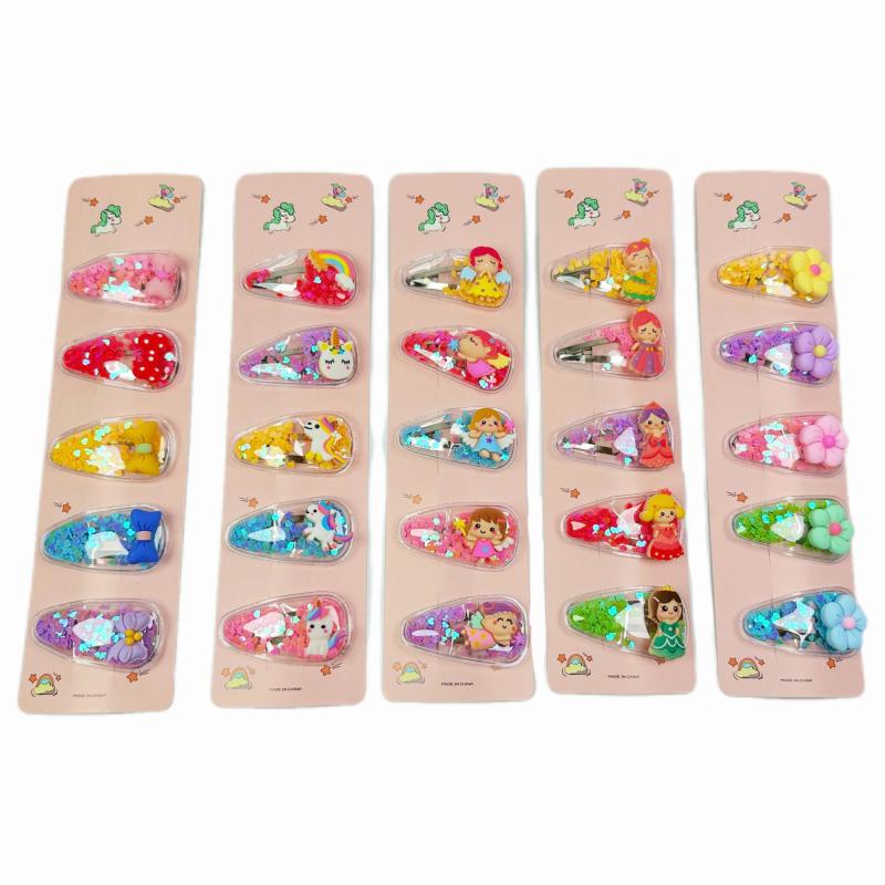 5pcs Baby Girls Snap Clip Unicorn Decor Hair Clip