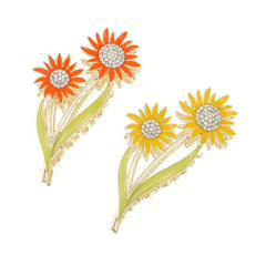 Sun Flower Rhinestone Hair Claw Back Head Clip Sense Shark Claw Flower Headwear