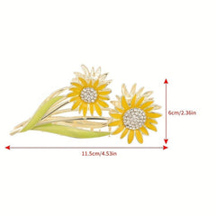 Sun Flower Rhinestone Hair Claw Back Head Clip Sense Shark Claw Flower Headwear