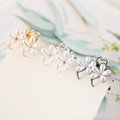 Faux Pearl Flower Small Hair Claw Alloy Hair Claw For Side Hair Bang Braids