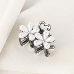 Faux Pearl Flower Small Hair Claw Alloy Hair Claw For Side Hair Bang Braids