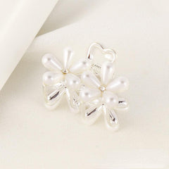 Faux Pearl Flower Small Hair Claw Alloy Hair Claw For Side Hair Bang Braids