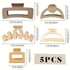 5pcs Large Hair Claw Ponytail Holder Hair Accessories For Women