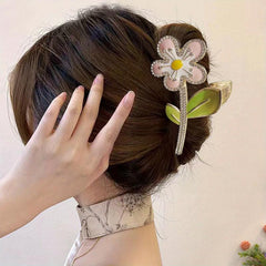 Enamel Flower Hair Claw Shark Claw Ponytail Holder Hair Accessories