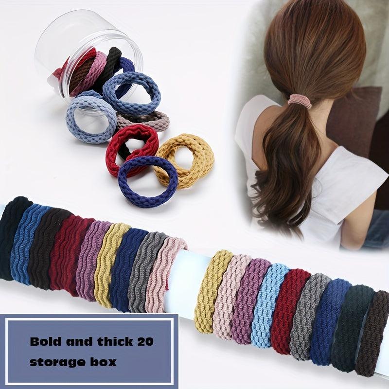 20pcs Elastic Hair Tie Mixed Hair Rope Seamless Hair Ring Ponytail Holder