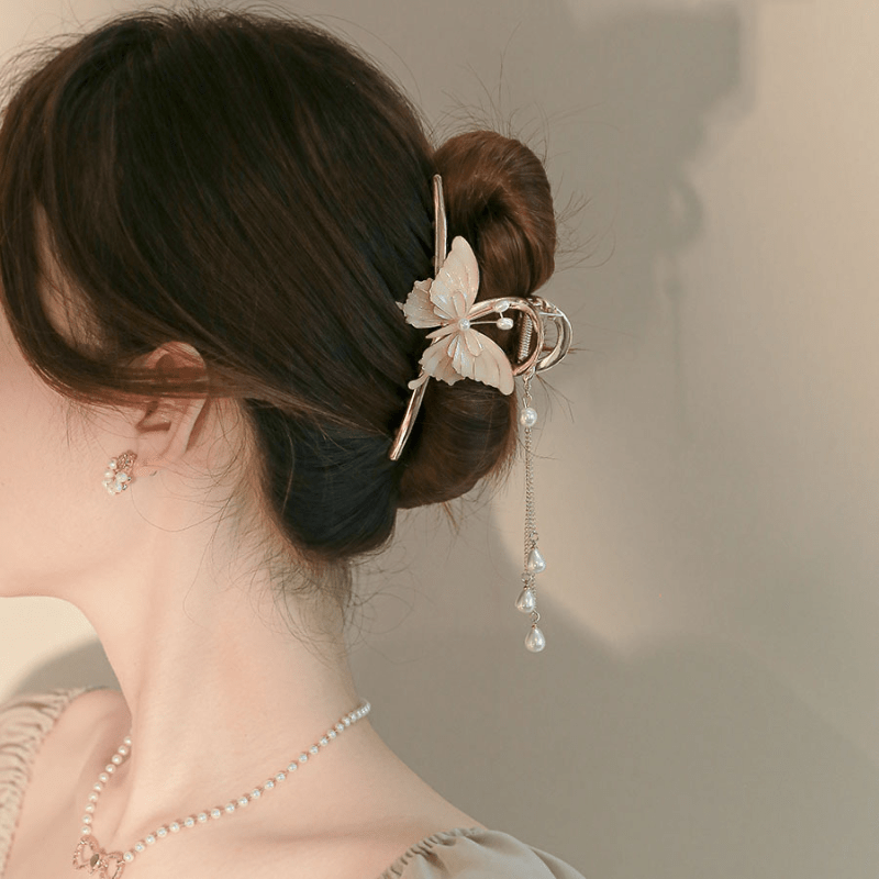 Butterfly Hair Claw With Tassel Ponytail Shark Claw Hair Accessories