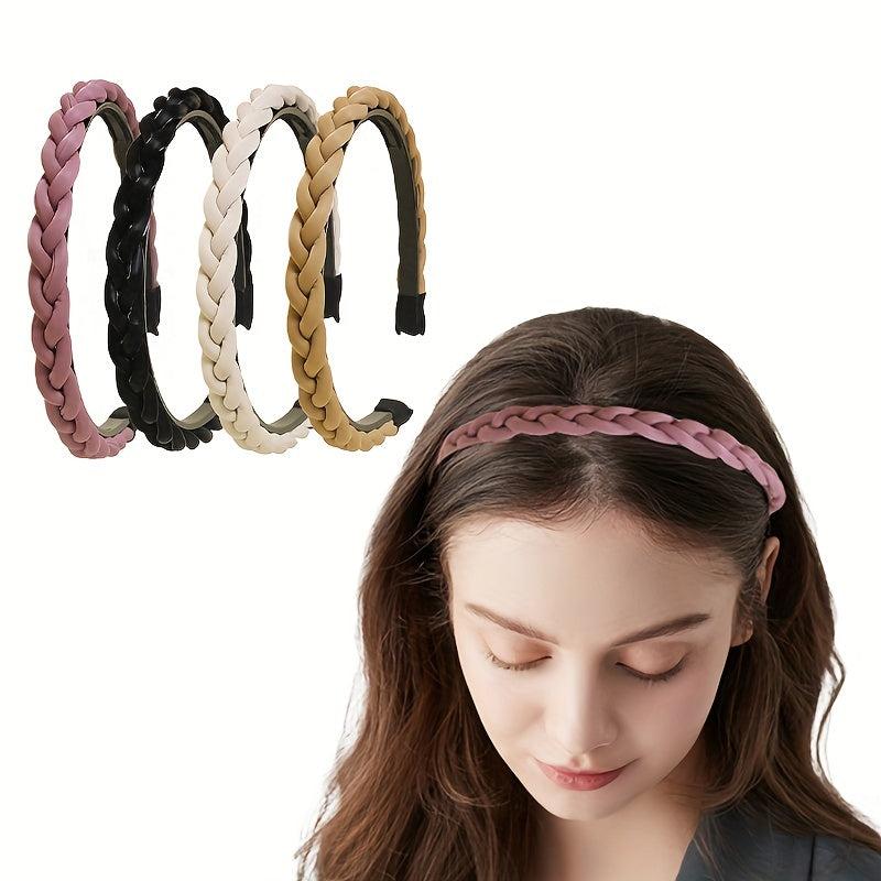 PU Leather Braided Headband for Women Girls