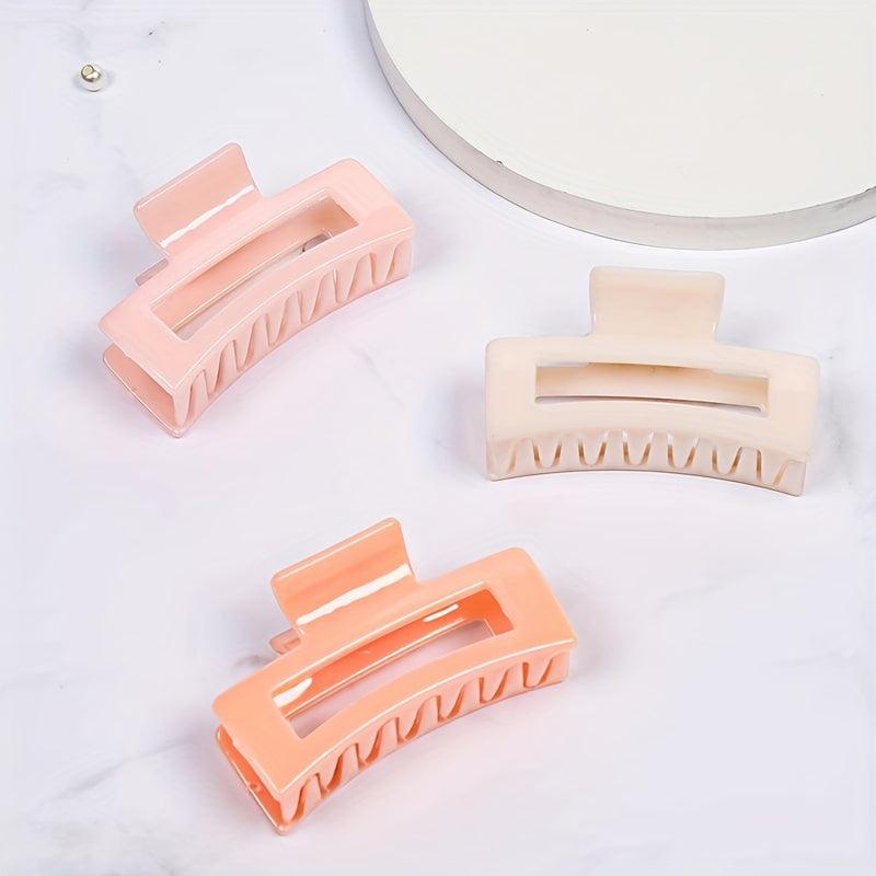 3pcs Square Hair Claw Back Head Bun Head Claw Shark Claw Hair Accessories