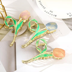 Tulip Large Claw Clip Flower Updo Hairpin Leaf Hair Clip