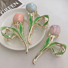 Tulip Large Claw Clip Flower Updo Hairpin Leaf Hair Clip