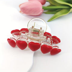 Red Heart Decor Hair Claw Nonslip Ponytail Holder