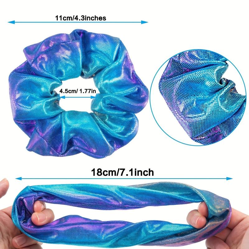 10pcs Laser Scrunchie Hair Tie Glitter Y2K Hair Rope Holographic Female