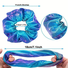 10pcs Laser Scrunchie Hair Tie Glitter Y2K Hair Rope Holographic Female