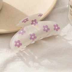 Cartoon Print Hair Claw Clip Boho Acetate Banana Clip Hair Accessory