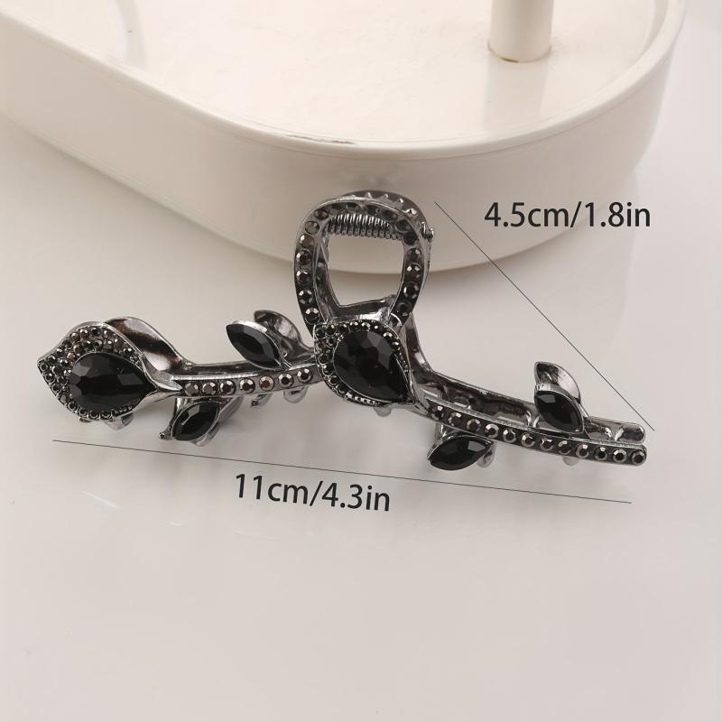 Vintage Rhinestone Hair Claw Glitter Hair Claw Nonslip Ponytail Holder