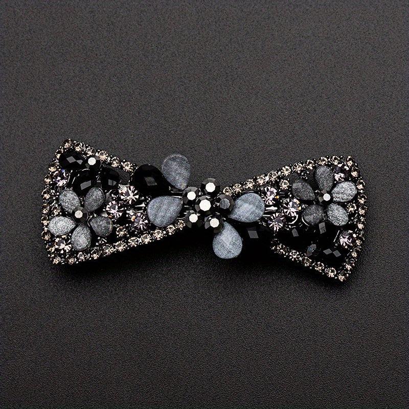 Vintage Rhinestone Flower Side Clip French Barrette Hair Accessories