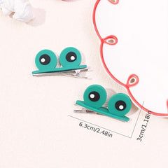 2pcs Cartoon Flog Eyes Decor Hair Clip for Girls